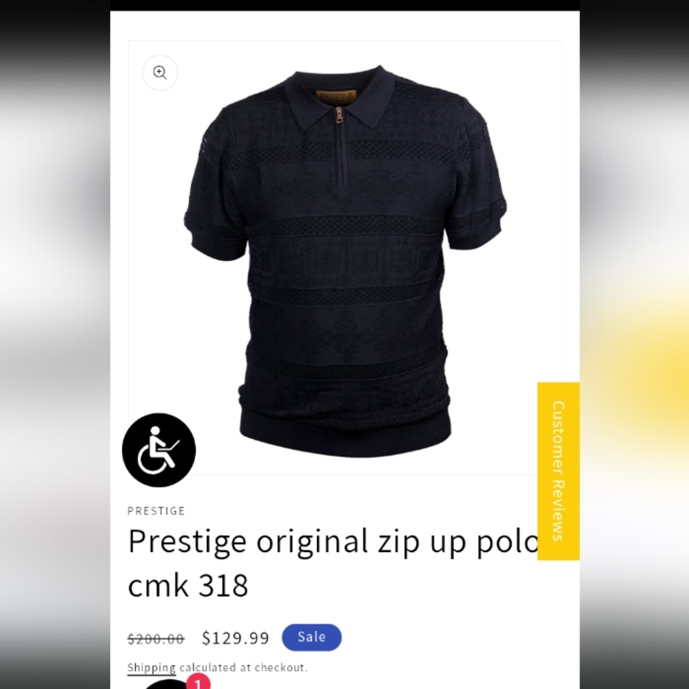 Prestige Black Zip-Up Polo
